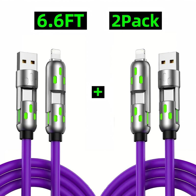 6.6Ft 4-In-1 Multi USB Charging Cable with USB A,Type C,Lightning-Max65W Fast Charging