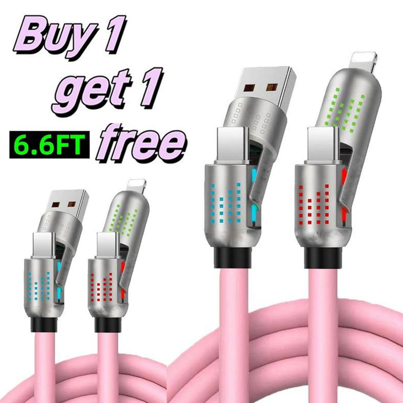 6.6Ft 4-In-1 Multi USB Charging Cable with USB A,Type C,Lightning-Max65W Fast Charging