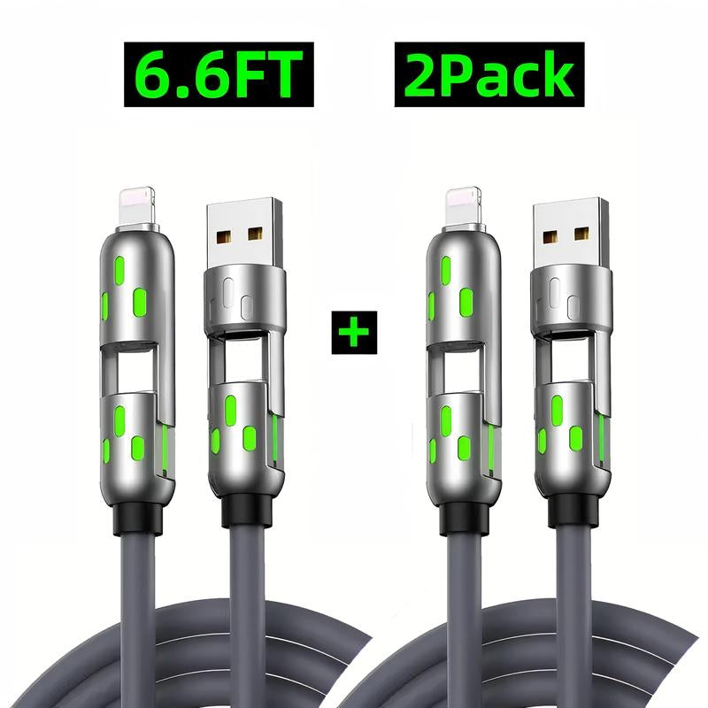 6.6Ft 4-In-1 Multi USB Charging Cable with USB A,Type C,Lightning-Max65W Fast Charging