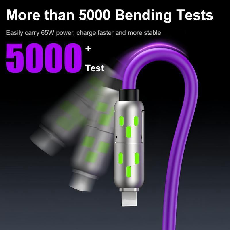 6.6Ft 4-In-1 Multi USB Charging Cable with USB A,Type C,Lightning-Max65W Fast Charging