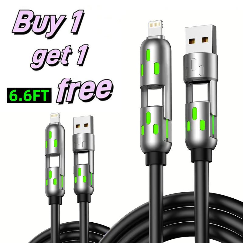 6.6Ft 4-In-1 Multi USB Charging Cable with USB A,Type C,Lightning-Max65W Fast Charging