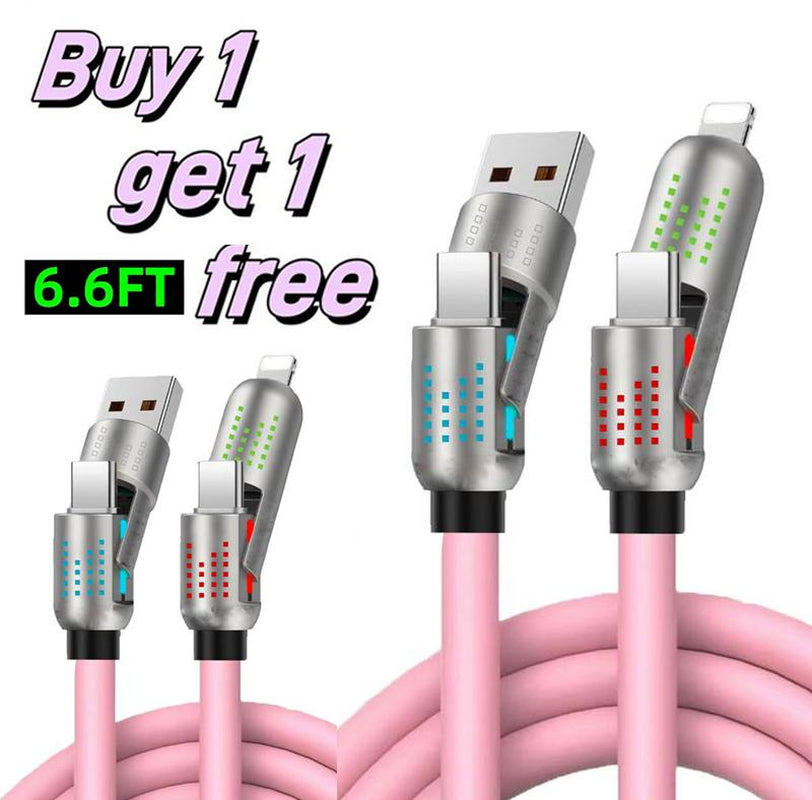 6.6Ft 4-In-1 Multi USB Charging Cable with USB A,Type C,Lightning-Max65W Fast Charging